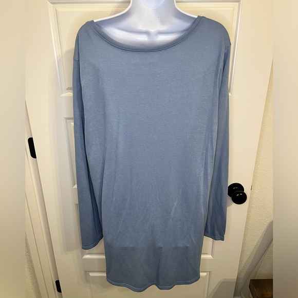 EUC Mono B Long Sleeve Flow Top with Side Slit in Blue/Gray  1XL - Picture 2 of 4